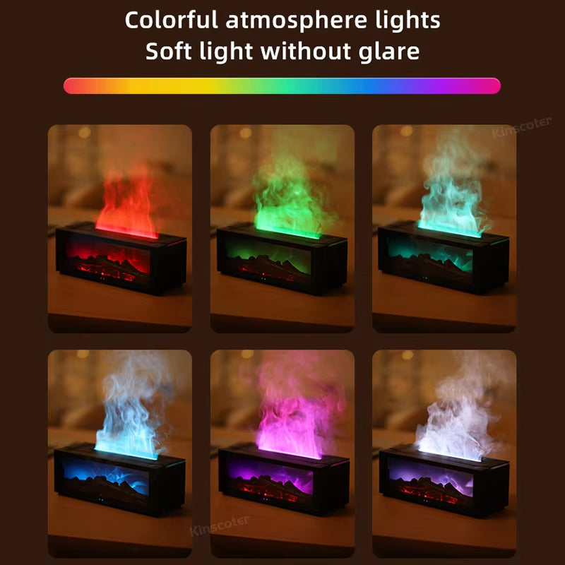 Creative Fireplace Air Humidifier Waterless Auto-Off Aroma Essential Oil Diffuser with LED Light & Remote Control for Home Gift