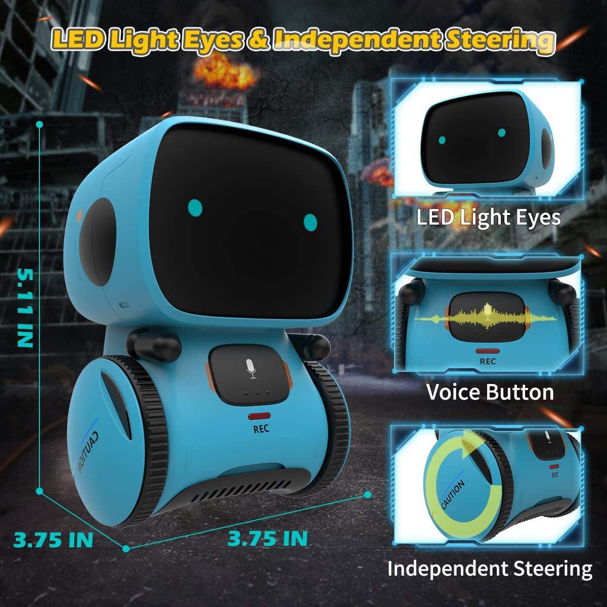 Robots for Kids, Interactive Smart Robotic with Touch Sensor, Voice Control, Speech Recognition, Singing, Dancing, Repeating and Recording, Robot Toy for 3 4 5 6 7 8 Year Old Boys Girls