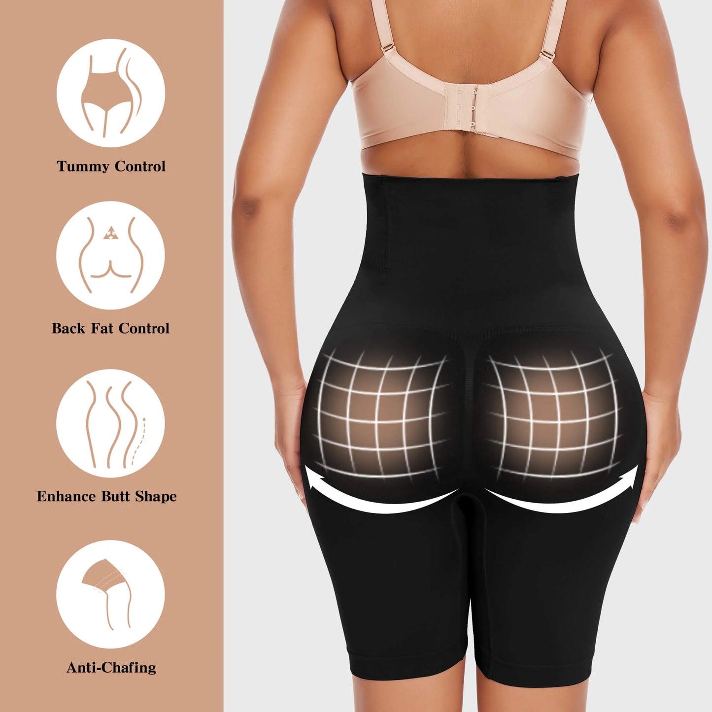 Women Waist Trainer Shapewear Tummy Control Body Shaper Shorts Hi-Waist Butt Lifter Thigh Slimmer