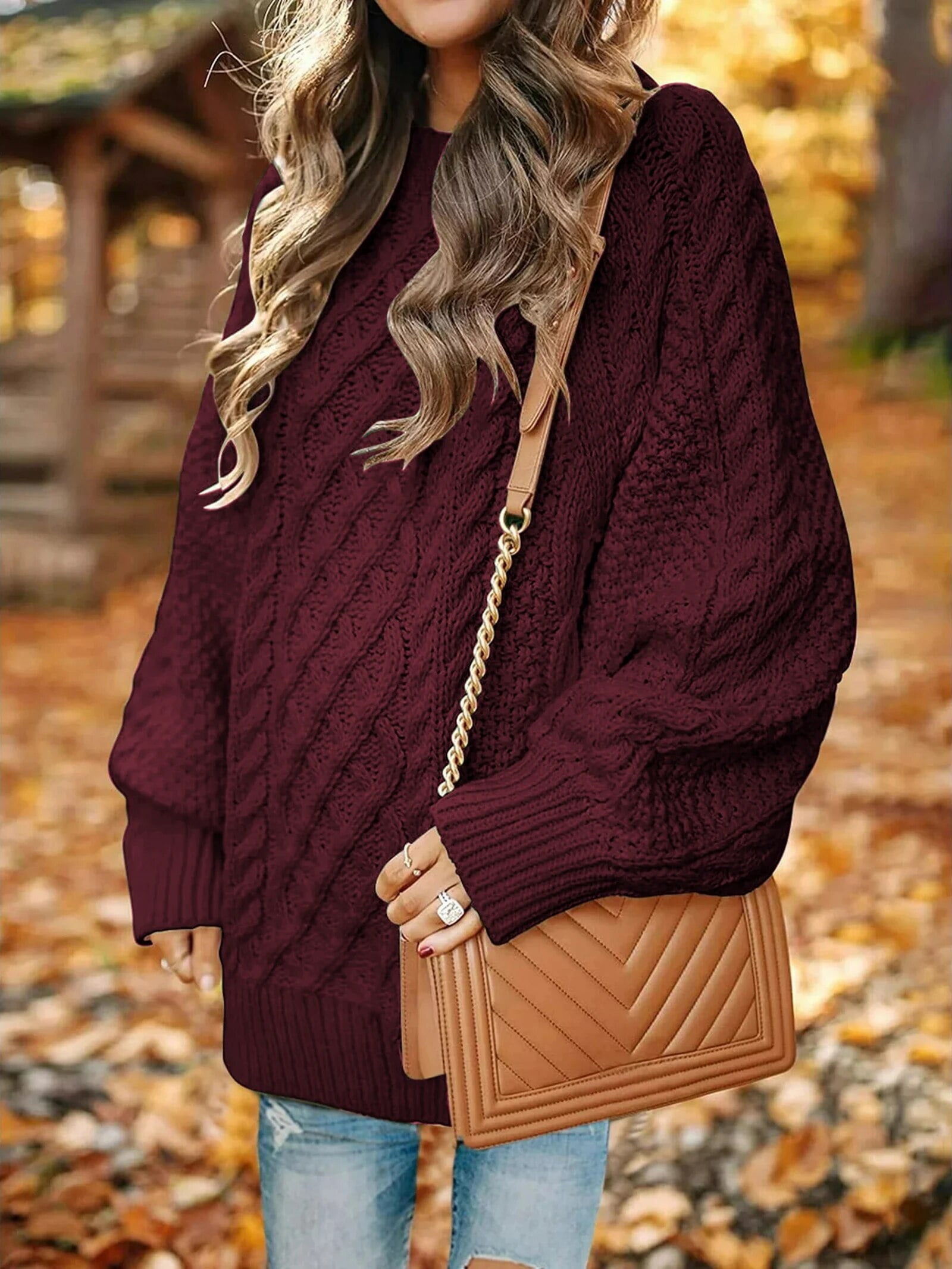 Oversized Sweaters for Women Cable Knit Chunky Pullover Sweater